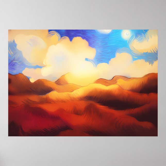 Van Gogh Grass Field and Beautiful Landscape Poster (Front)