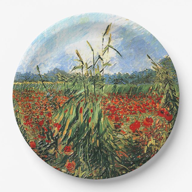 Van Gogh - Green Ears of Wheat Paper Plates (Front)