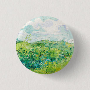 Van Gogh Green Wheat Fields Auvers. Impressionism Button