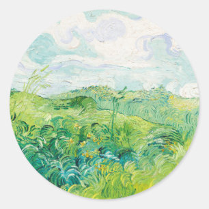 Van Gogh. Green Wheat Fields Auvers. Impressionism Classic Round Sticker