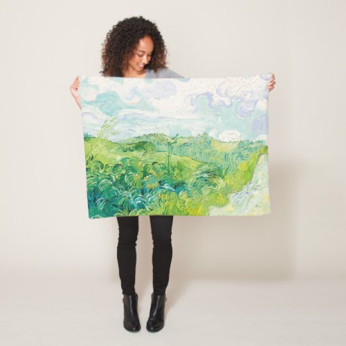 Van Gogh Green Wheat Fields Auvers Impressionism Fleece Blanket