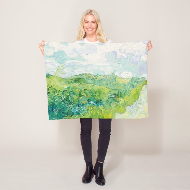 Van Gogh. Green Wheat Fields Auvers. Impressionism Fleece Blanket (In Situ)