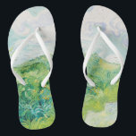 Van Gogh. Green Wheat Fields Auvers. Impressionism Flip Flops<br><div class="desc">Van Gogh "Green Wheat Fields,  Auvers" flip flops. Greenery Impressionism art.</div>