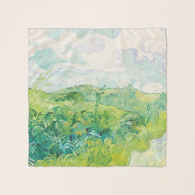 Van Gogh. Green Wheat Fields Auvers. Impressionism Scarf (Front)
