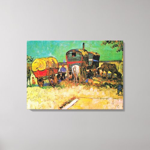 Van Gogh _ Gypsy Camp with Horse Dray Canvas Print