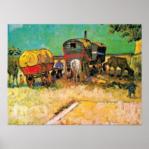 Van Gogh _ Gypsy Camp with Horse Dray Poster