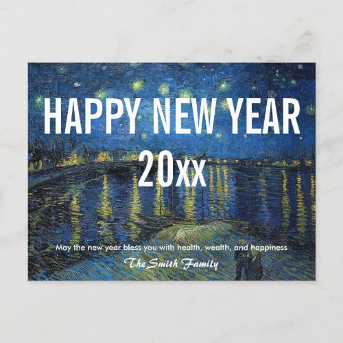 Van Gogh _ Happy New Year with Starry Night Rhone Postcard