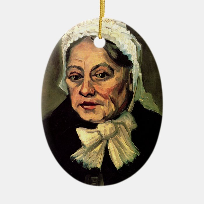 Van Gogh, Head of Old Woman, White Cap (Midwife) Christmas Tree Ornaments