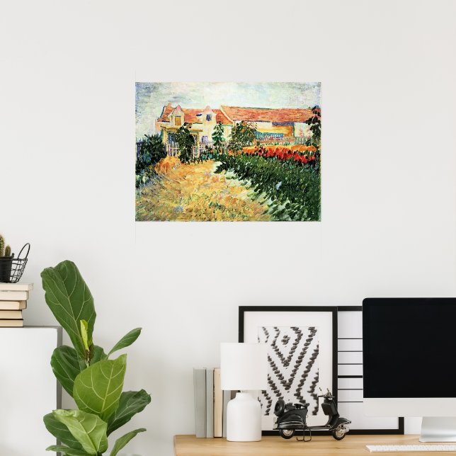 Van Gogh - House with Sunflowers Poster (Home Office)