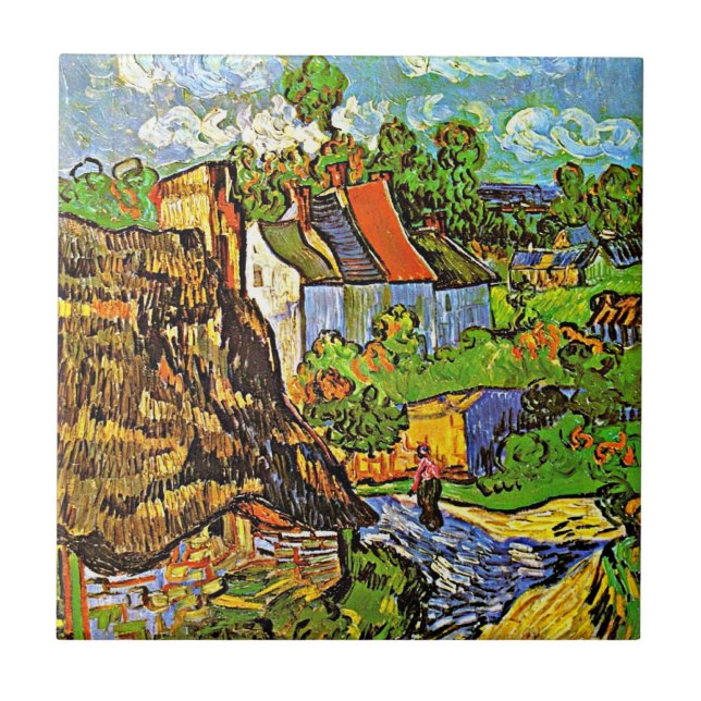 Van Gogh - Houses in Auvers Ceramic Tile (Front)