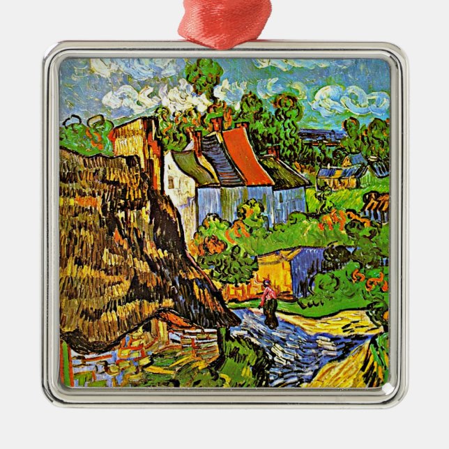 Van Gogh - Houses in Auvers, famous painting, Metal Ornament (Front)