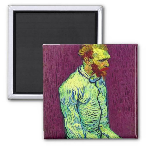 Van Gogh in Open Straitjacket _ Wine Red Magnet