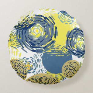 Van Gogh Inspired Blues, Yellows, Throw Pillow