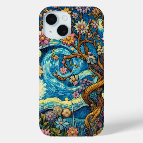 Van Gogh Inspired Floral Canopy iPhone 15 Case