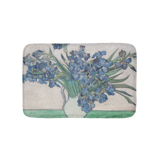 Van Gogh Iris Vase Painting Impressionism Bath Mat (Front)