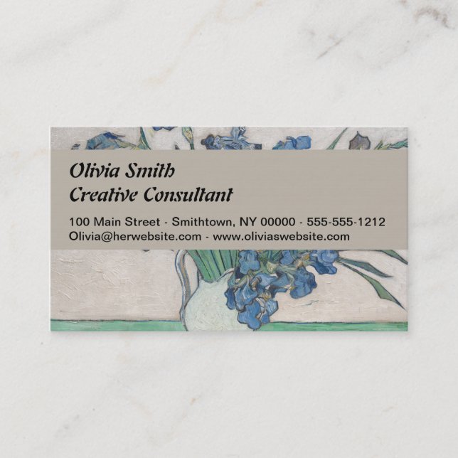 Van Gogh Iris Vase Painting Impressionism Business Card (Front)
