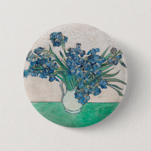 Van Gogh Iris Vase Painting Impressionism Button