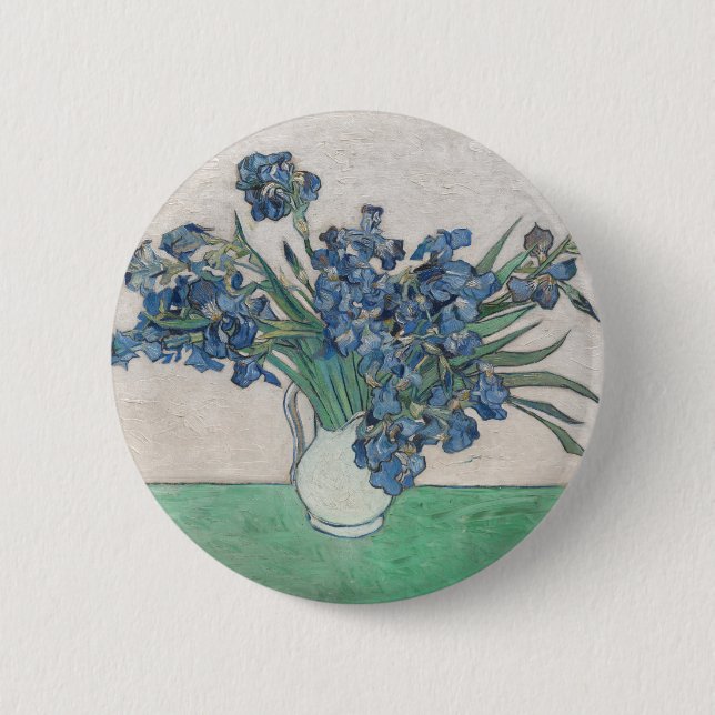 Van Gogh Iris Vase Painting Impressionism Button (Front)