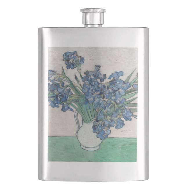 Van Gogh Iris Vase Painting Impressionism Flask (Front)