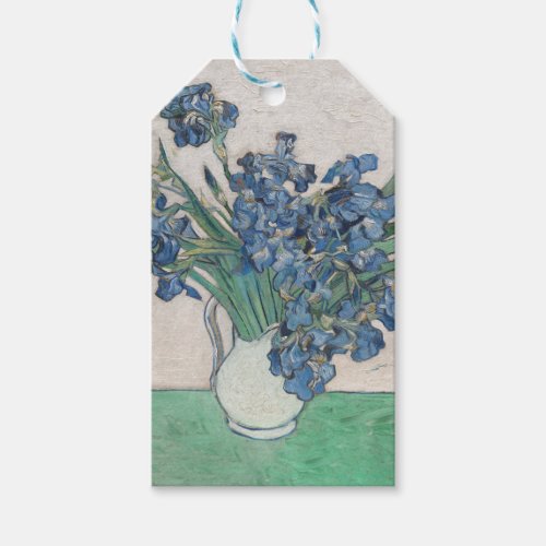 Van Gogh Iris Vase Painting Impressionism Gift Tags