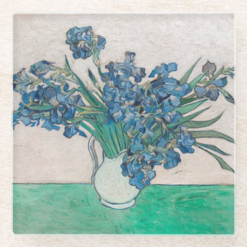 Van Gogh Iris Vase Painting Impressionism Glass Coaster