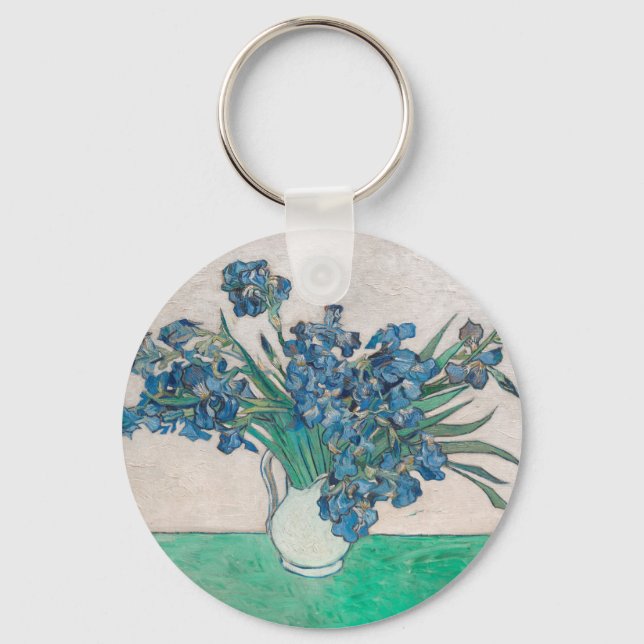 Van Gogh Iris Vase Painting Impressionism Keychain (Front)