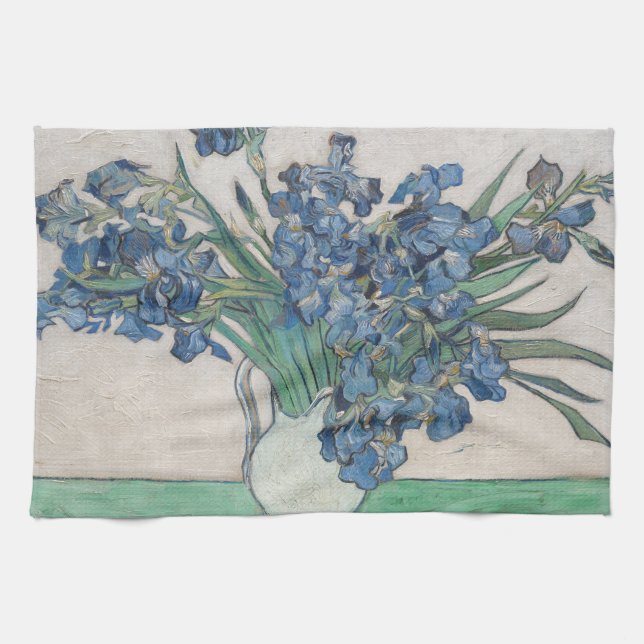 Van Gogh Iris Vase Painting Impressionism Kitchen Towel (Horizontal)
