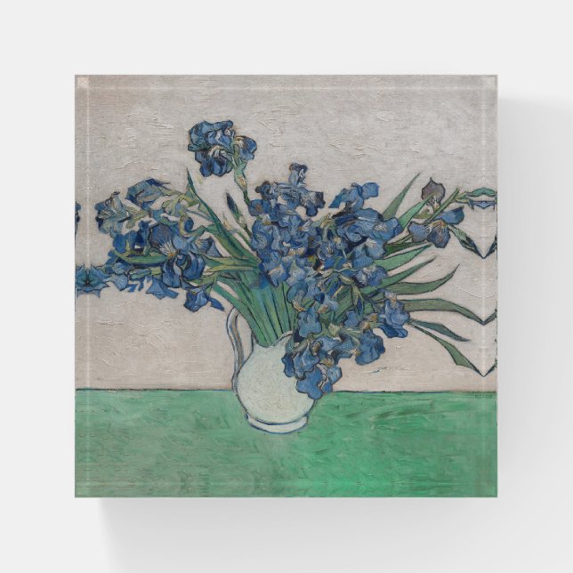 Van Gogh Iris Vase Painting Impressionism Paperweight (Front)