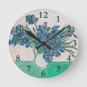 Van Gogh Iris Vase Painting Impressionism Round Clock