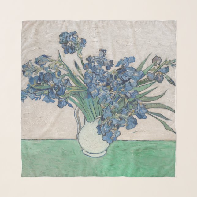Van Gogh Iris Vase Painting Impressionism Scarf (Front)