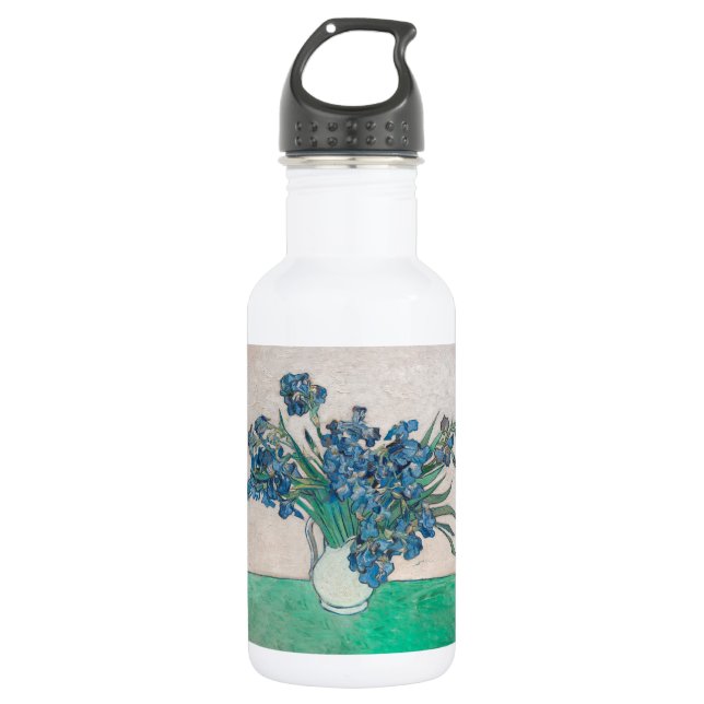 Van Gogh Iris Vase Painting Impressionism Stainless Steel Water Bottle (Front)