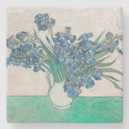 Van Gogh Iris Vase Painting Impressionism Stone Coaster