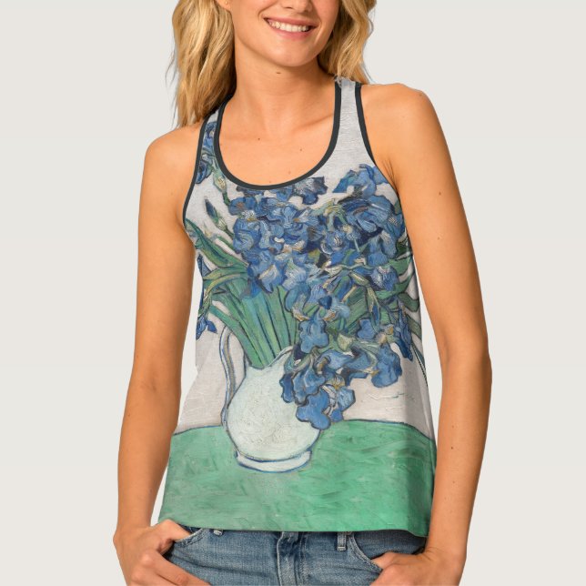 Van Gogh Iris Vase Painting Impressionism Tank Top (Front)