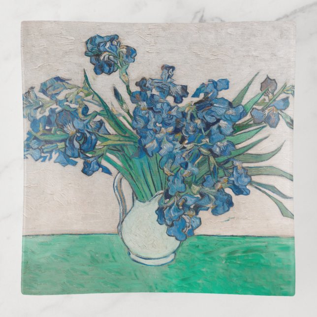 Van Gogh Iris Vase Painting Impressionism Trinket Tray (Front)