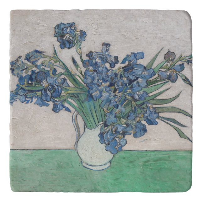 Van Gogh Iris Vase Painting Impressionism Trivet (Front)