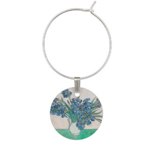 Van Gogh Iris Vase Painting Impressionism Wine Charm