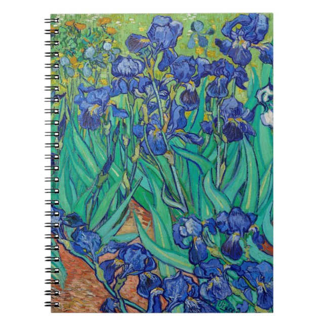 Van Gogh Irises. Blue floral nature impressionism Notebook (Front)