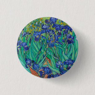 Van Gogh Irises. Blue floral vintage impressionism Button
