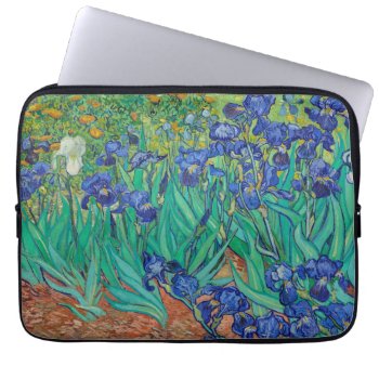 Van Gogh Irises. Blue Floral Vintage Impressionism Laptop Sleeve by RemioniArt at Zazzle