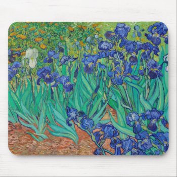 Van Gogh Irises. Blue Floral Vintage Impressionism Mouse Pad by RemioniArt at Zazzle