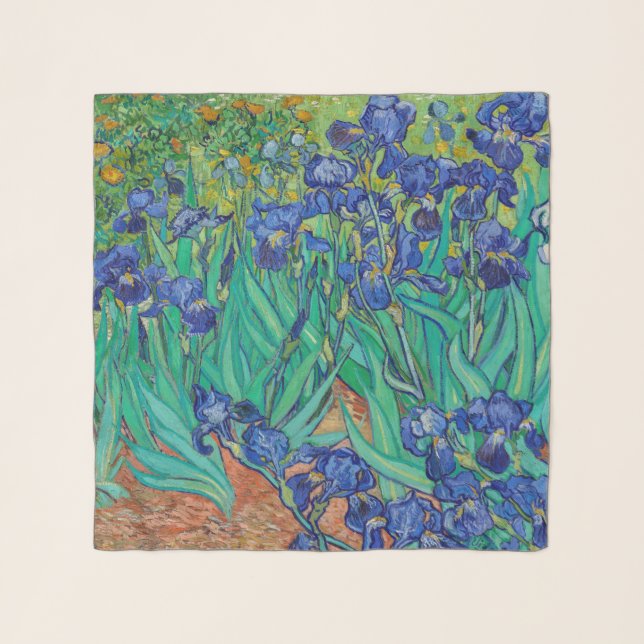 Van Gogh Irises. Blue floral vintage impressionism Scarf (Front)