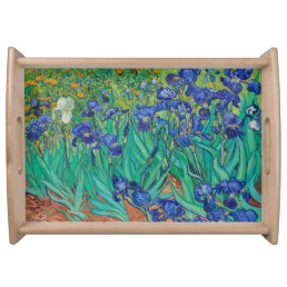 Van Gogh Irises. Blue floral vintage impressionism Serving Tray