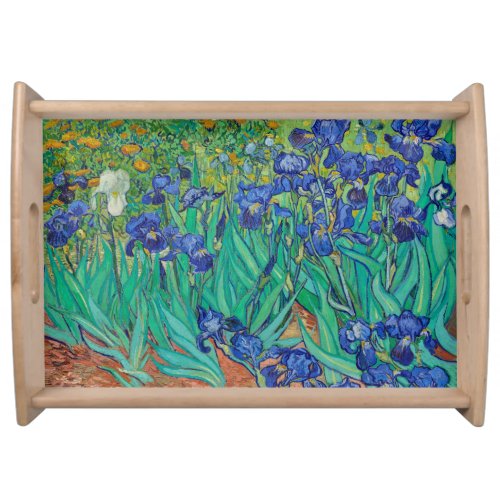 Van Gogh Irises Blue floral vintage impressionism Serving Tray