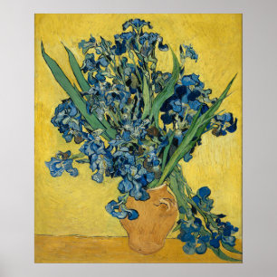 Van Gogh Irises - Bold Blue & Yellow Art Poster