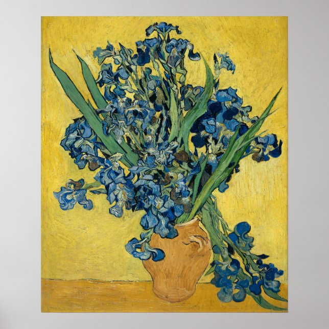 Van Gogh Irises - Bold Blue & Yellow Art Poster (Front)