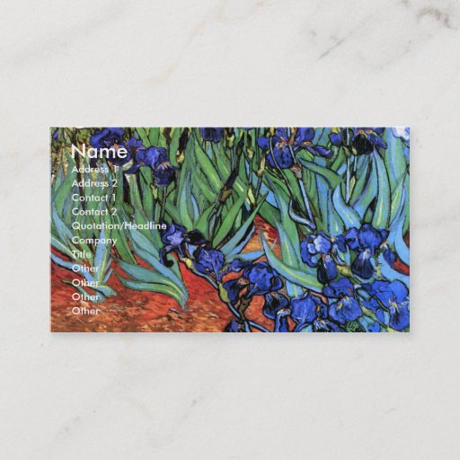 Customizable Van Gogh Irises (F608) Vintage Fine Art Business Card Template