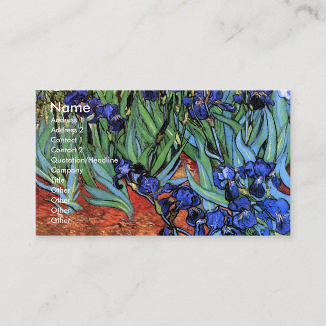 Van Gogh Irises (F608) Vintage Fine Art Business Card (Front)