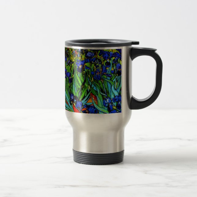Van Gogh - Irises, famous painting by Van Gogh Travel Mug (Right)