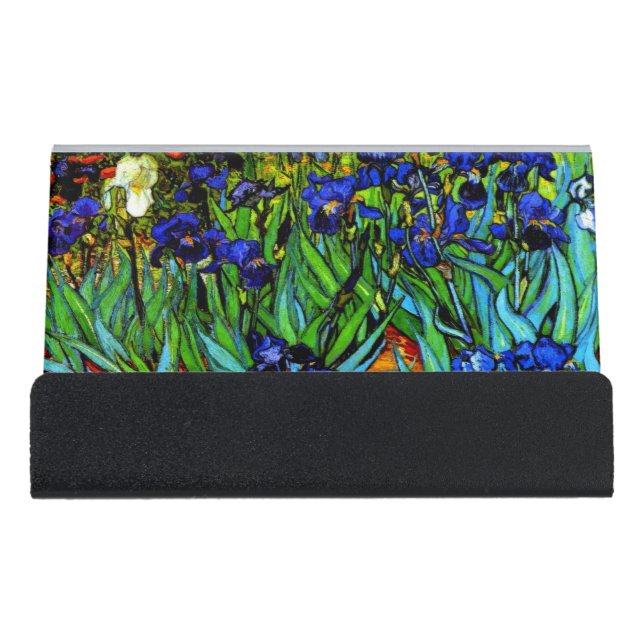 Van Gogh - Irises, famous painting, Desk Business Card Holder (Front)
