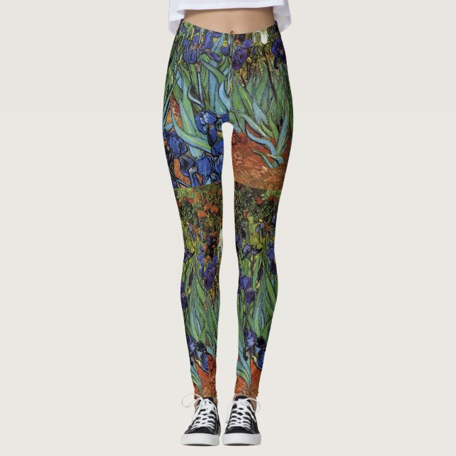 Van Gogh Irises Fine Art Leggings Pants (Front)